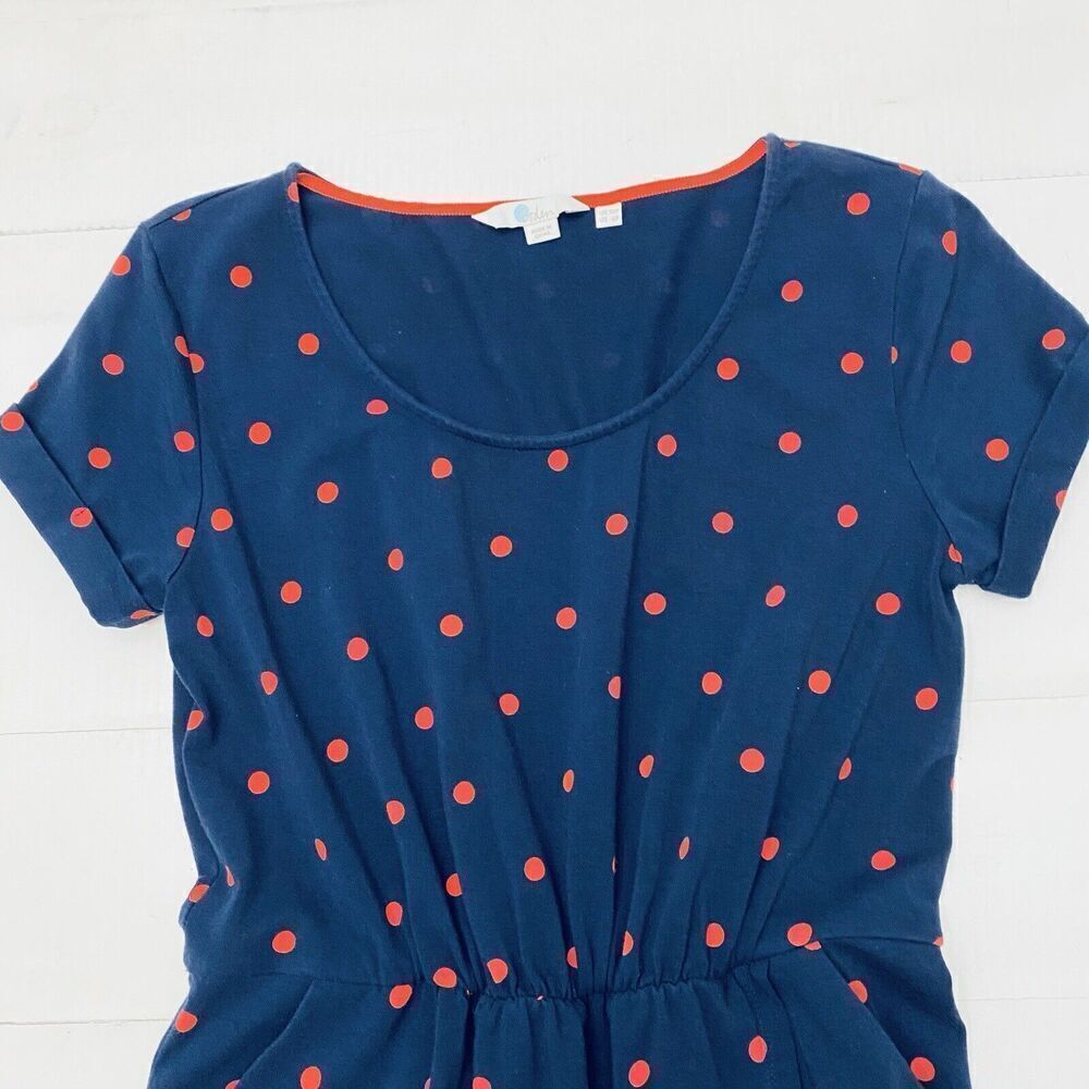 Boden Hallie Jersey Polka Dot Pullover Elastic Waist Midi Dress Womens SZ 6P
